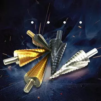 Треугольная ручка подшипника стальная пагода ступенчатая дрель для дерева и пластика straight groove 4-12