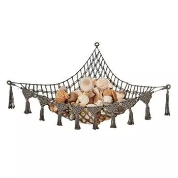 Треугольная сетка для игрушек, сумка с кисточками, декор, большая вместимость, полая плетеная сетка для хранения чучел животных, подвесной гамак, сетка из макраме, угловая сетка с чучелами животных H