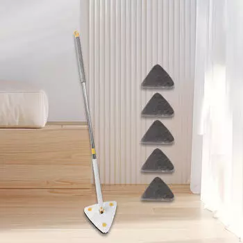 Треугольная швабра, плоская швабра, регулируемый бытовой очиститель стен от пыли, многоцелевой для White with 5 mops