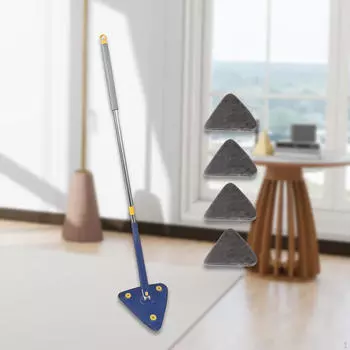 Треугольная швабра, плоская швабра, регулируемый бытовой очиститель стен от пыли, многоцелевой для Blue with 4 mops
