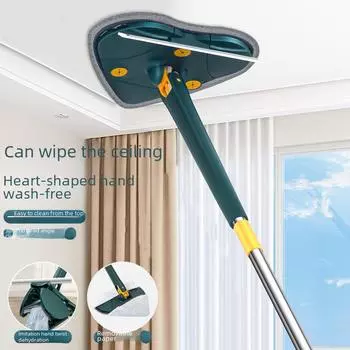 Треугольная швабра с функцией самоскручивания для эффективной уборки потолка и дома Extended Rod