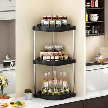 Треугольная стойка для хранения приправ, вращающаяся кухонная полка, съемные полки для косметики, переносные полки для организации пространства в ванной комнате