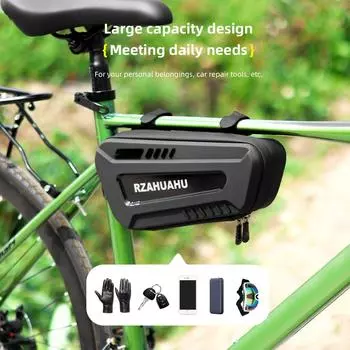 Треугольная сумка на велосипедную раму, 1 шт., большая вместительная сумка для руля с твердой оболочкой и верхней трубкой, регулируемый ремень, сумка для инструментов для горного велосипеда, шоссейного велосипеда чёрный