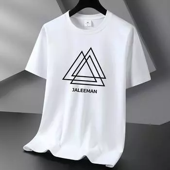 Треугольники 10 цветов из чистого хлопка Мужская футболка с круглым вырезом с коротким рукавом Свободная мужская футболка S-6XL S