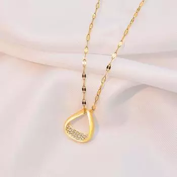 Треугольное ожерелье из титановой стали с микроинкрустацией, женское, креативное, универсальное, геометрическое, изысканное, подвесное, на ключицу, цепочка на шею