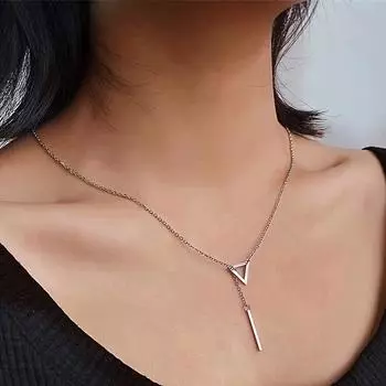 Треугольное ожерелье, минималистичный свитер, длинная цепочка, ожерелье с регулируемой геометрией, ожерелье на молнии, женские украшения