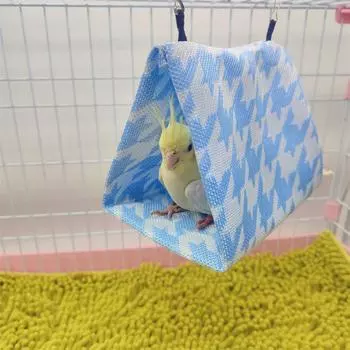 Треугольное птичье гнездо для попугая, домик, кровать, среда обитания, пещера, подвесная палатка для волнистых попугаев, попугаев, корелл 25x15x18cm синий