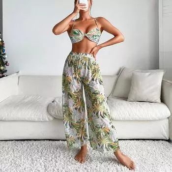 Треугольные бикини Купальники Женский купальник из трех частей с завязками Сексуальный купальный костюм Длинные брюки S