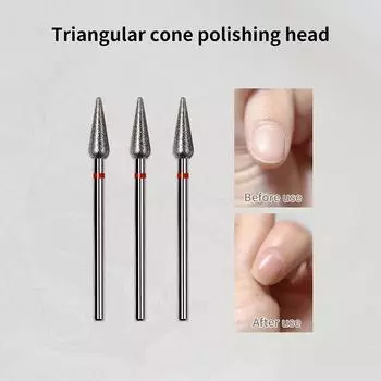 Треугольные конусообразные алмазные фрезы для ногтей вращающаяся фреза для кутикулы электрическая маникюрная дрель аксессуары для ногтей инструмент для дизайна ногтей
