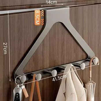 Треугольные крючки над дверью, Стойка-органайзер для подвешивания из углеродистой стали с 6 крючками для одежды, сумок, Вешалка для двери для ванной, кухни