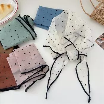 Треугольные повязки на голову для женщин, цветочные повязки для волос, банданы, повязка на голову, тюрбан, аксессуары для волос, универсальный платок в горошек, корейский милый декоративный шарф из марли 1pc белый