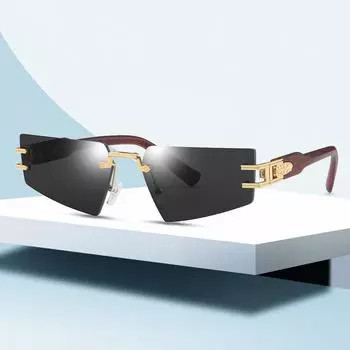 Треугольные солнцезащитные очки без оправы в стиле панк, мужские модные винтажные модные солнцезащитные очки в маленькой оправе, безрамочные очки UV 400