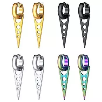 Треугольные зажимы для ушей, противоаллергические серьги из титановой стали для мальчиков и девочек, черные зажимы для ушей в стиле панк