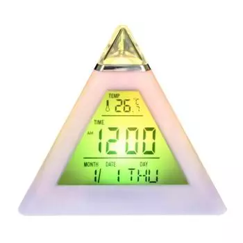Треугольный 7-цветный дисплей, светодиодные часы недели, цифровая сигнализация для дома