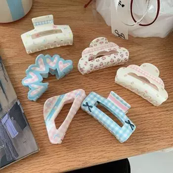 Треугольный акриловый бант для волос коготь цветок геометрия акула заколка элегантная решетка для волос краб заколка ежедневно style2