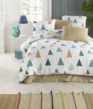 Треугольный белый двойной пододеяльник в горошек