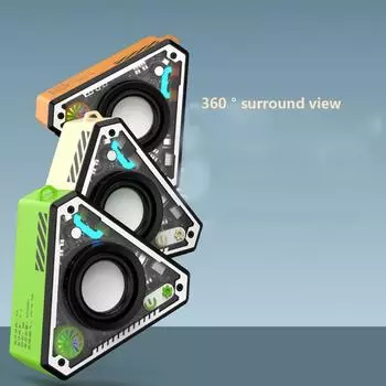 Треугольный Bluetooth-динамик в стиле меха, музыкальный проигрыватель, креативный беспроводной звуковой ящик для домашнего рабочего стола белый