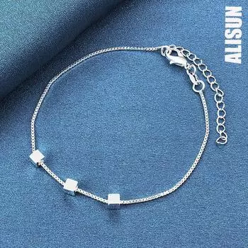 Треугольный браслет-цепочка из стерлингового серебра 925 пробы, 4 мм, модные свадебные украшения 20CM