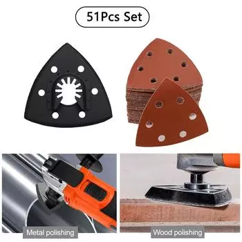 Треугольный держатель для наждачной бумаги 90x90 мм с 6-ю отверстиями и самоклеящейся конструкцией