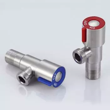 Треугольный клапан из нержавеющей стали для горячей и холодной воды, запорный клапан с медным сердечником, инструмент для замены раковины в ванной комнате, кухне, туалете красный