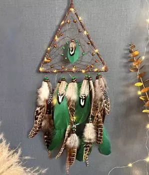 Треугольный Ловец снов, колокольчик, подвесное украшение, новое изделие ручной работы, креативное украшение для гостиной, спальни, колокольчик, подарок Finished product