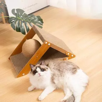 Треугольный мячик для кошек, натуральный сизаль, веревка, когти, царапающая гофрированную доску для домашних котят, вращающийся шар, интерактивные игрушки M
