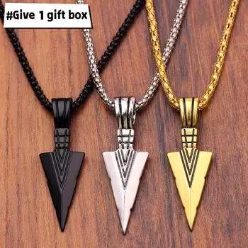 Треугольный наконечник копья, мужское винтажное ожерелье из сплава с подвеской в виде наконечника стрелы чёрный