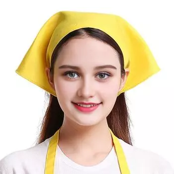 Треугольный платок для женщин, бандана для волос, платок для официантов, для кухни, ресторана, шеф-повара, пекарей, бариста, уборщиков жёлтый