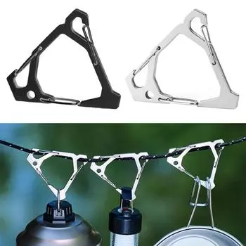 Треугольный подвесной крючок с пряжкой для кемпинга, прочная многофункциональная вешалка для палатки из нержавеющей стали белый