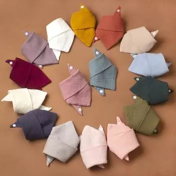 Треугольный шарф из тонкой детской марли, двухслойная пуговица на кнопках, нагрудник для новорожденных, детское полотенце для слюны 42x29cm розовый