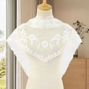 Треугольный шарф, кружевной атласный платок, шарф с ажурной вышивкой, цветочный узор, пляжное солнце чёрный