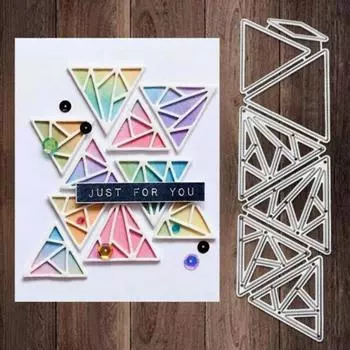 Треугольный тисненый дизайн, стильный металлический трафарет для резки DIY, альбом для скрапбукинга, фототиснение, бумажная карта, ремесленный декор серебряный