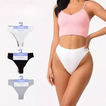 Три бесшовных с высокой талией, эластичных, невидимых женских стринга, сексуальное, дышащее, удобное нижнее белье для женщин S