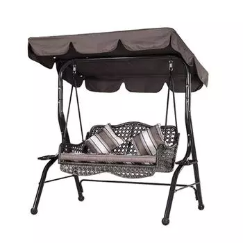 Три человека на открытом воздухе садовые качели замена навеса тент ткань