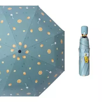 Tri-fold automatic vinyl small fresh parasol folding creative umbrella fixed