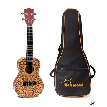 Три гитары, 24-дюймовая гавайская гитара с резьбой по еловому дереву, маленькая гавайская гитара, колышки закрытого типа, инструмент-жало A44