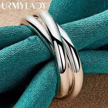 Три кольца из стерлингового серебра 925 пробы 5-10 # кольцо для женщин модные украшения MR175 5