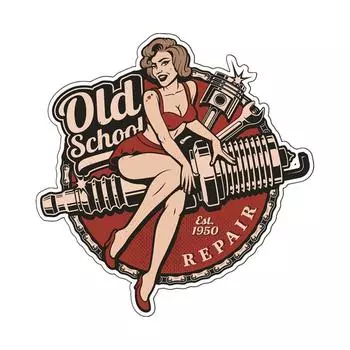 Tri Koshki KCS125 Pin up Repair Girl старая школьная наклейка Bobber Cafe Racer Ретро автомобильная наклейка ПВХ красочные наклейки 10x10cm -S