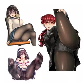 Tri Koshki KCS222 аниме девушка черные чулки чулки сексуальные хентай наклейки на автомобиль наклейки на автомобиль ноутбук чемодан велосипед 13cm -S