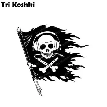 Tri Koshki KCS517 череп пиратский флаг автомобильная наклейка ПВХ наклейки мотоциклетная наклейка на автомобиль грузовик бампер ноутбук холодильник стена 12cm -S