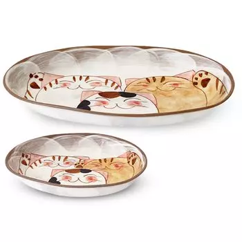 Три котенка Карри Большой и Хасами Сделано в Японии J-kitchens Шо~ Тарелки, Маленькие, Набор, Посуда,