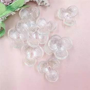 Три лепестка цветов из бисера 22,6 мм прямое отверстие шпилька аксессуары для мобильного телефона бусины выдолбленные 10 шт. ручной работы акрил зелёный