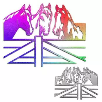 Три лошади в стабильном дизайне, металлические штампы для резки, сделай сам, скрапбукинг, тиснение, трафарет, бумага, шаблон для альбома серебряный