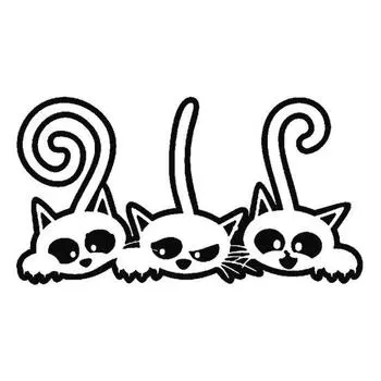 Три милые длинные автомобильные хвосты, кошки, окна, тела, светоотражающие наклейки, наклейки, декор чёрный