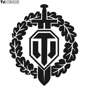 Tri Mishki Hzx208 17,6*15 см забавные автомобильные наклейки гирлянда и меч Wot World of Tanks авто наклейка на автомобиль