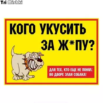 Три Мишки TRL226 12*17см Кого укусить за задницу? Злая собака наклейка на автомобиль забавные ПВХ красочные наклейки наклейка на мотоцикл