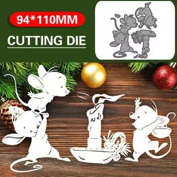 Три мыши задуть свечу дизайн металлические трафареты DIY Скрапбукинг трафарет для тиснения бумага ремесло шаблон альбома серебряный