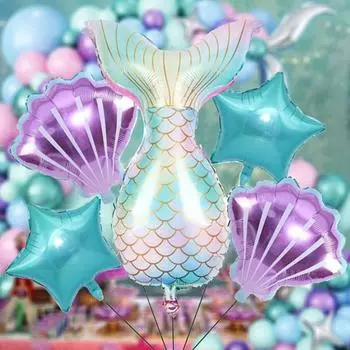Три набора из 5 штук высококачественных алюминиевых пленочных шаров в форме рыбьего хвоста, воздушные шары для украшения вечеринок в стиле русалки, воздушные шары для мероприятий разноцветный