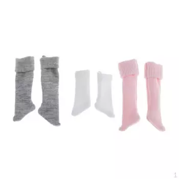 Три пары носков с 1/6 масштабом 12 дюймов, белые, розовые и серые кукольные аксессуары