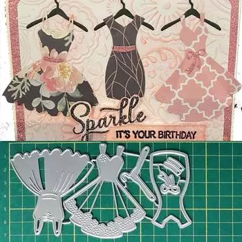 Три платья для девочек, металлические штампы для скрапбукинга, тиснение, трафареты для изготовления карт, ремесленный декор серебряный